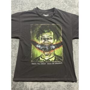 Batman Arkham Asylum Joker Shirt Mens Large Black Graphic DC Comics Movie Promo